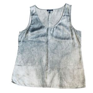 Eileen Fisher Gray Silk Blend Marbled Effect Sleeveless Tank Top Pullover Sz M